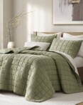 French Flax Olive Green Linen Garment Washed Quilt Set by Harbour House